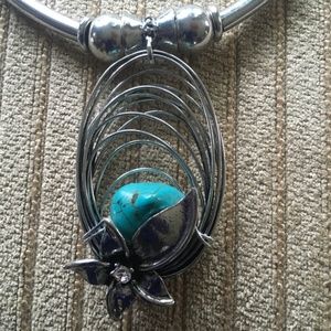Silver and Turquoise Pendant Necklace